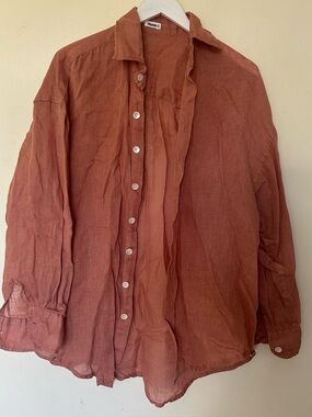 Vitamin A Rust Button-Down Linen Shirt